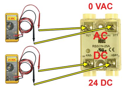 With the Compressor running: 9.5.4 Use a Voltmeter to measure across the AC terminals. Should measure 0 VAC. 9.5.5 Use a Voltmeter to measure across the DC terminals. Should measure 5-24 VDC.