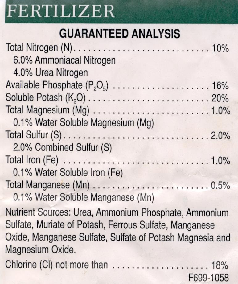 GUARANTEED ANALYSIS THIS FERTILIZER CONTAINS ALL WATER SOLUBLE NITROGEN(WSN).