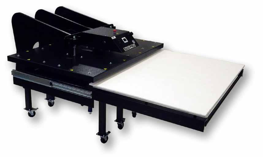 Available in Manual or Air Automatic Design Heat Platen sizes: 32 x 42 44 x 64 Available configurations: Single Loading Table (standard) Twin Station Teflon Shuttle (optional) Top & Bottom Heat