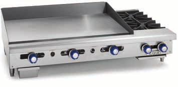 GAS GRIDDlES OPEN BURNERS COmBINATIONS Model IMgA-3628-oB-2 OPEN BURNER COmBINATION FEATURES n Range match profile when placed on a refrigerated base or equipment stand.