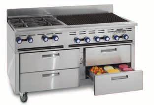 GAS RESTAURAnT SERiES 60" RAnGES RAiSED GRiDDLE with BROiLER n Raised griddle broilers are available in 24" and 36" (610 and 914) widths. n Griddle tops are highly polished ¾" (19) plate.