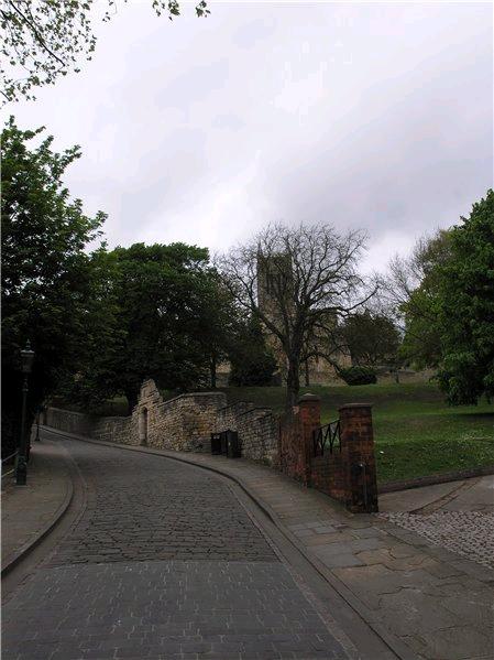 Figure 7: Danesgate, Flaxengate and Grantham Street are surfaced with York Stone setts with York stone channel slabs with red granite margins. Pavements have York stone slabs with York Stone kerbs.