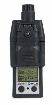 Normal instrument orientation for measuring gas concentration is hand held with sensors and display facing the operator.