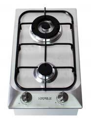 Kitchen Appliances, Hobs 2 Gas Burner Hob Materials: Front control knobs, enameled trivets, safety valve, automatic electric ignition 2 x
