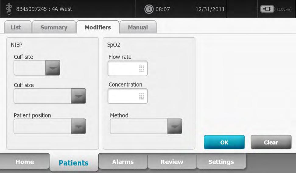 48 Patient data management Welch Allyn Vital Signs Monitor 6000 Series Modifiers At the Delete Confirmation window, touch OK to permanently delete the selected patient.