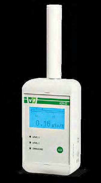 AREA MONITORING AGM 02 AREA GAMMA MONITOR 8 The AGM-02 monitor, with an integrated GM tube and backlit display in a compact casing, measures the dose rate at the place of installation