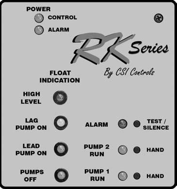 Float System Settings Control Circuit Power Light Sub-Door Control Center Alarm Circuit Power Light Float Systems High Level Light Lag Pump On Light Lead Pump On Light Pumps Off Light Pump Run Lights