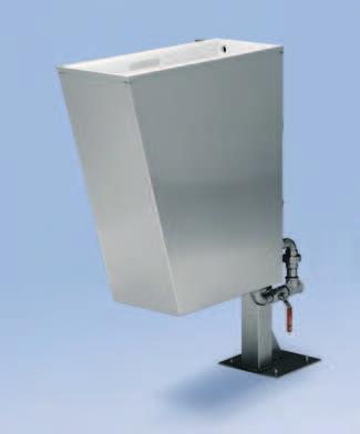 Option: a walk-through basin can be delivered with an overflow valve.