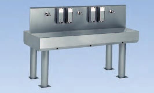 WRD Washing Trough series can be delivered as a single side or double side execution (WRD/2S - up to 12 washing spaces).