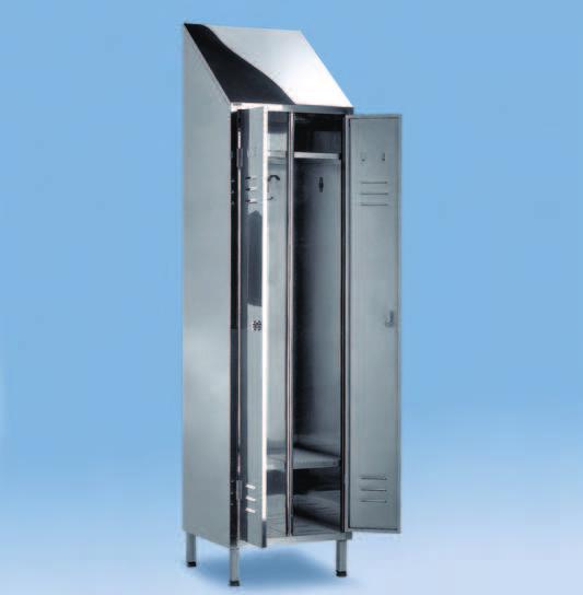 500 (750) x 950 x 2400 KSD-AB 2101 Stainless steel 9405-110 Individual wardrobes KSE Wardrobes for storage of helmets, aprons and boots. Ventholes in the door for proper ventilation.