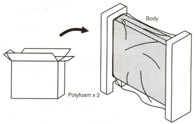 ASSEMBLY - REMOVING THE HEATER FROM THE PACKAGING Remove the heater from the box. NOTE: Product drawings may slightly differ from actual product.
