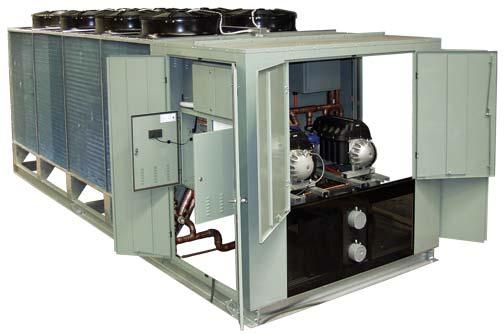 Air Cooled Chillers 90 to 250 Tons Up to three compressors and 12 fans 250 tons