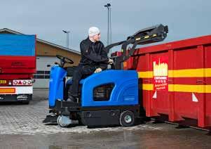 It is a versatile, heavy duty, dust free sweeper for both outdoor and indoor applications. It is suitable for sweeping in both light and very dusty environments with debris up to 60 mm.