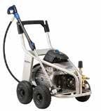 MC 8P - Premium mobile cold water High-flow pressure washer for tough routine work Tough steel or stainless steel frame variants Slow running 1450 rpm motors with low noise level Ceramic pistons for
