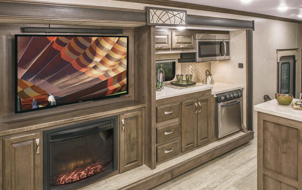 The 4020DQ offers a front living room entertainment kitchen slide.