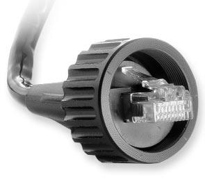 Cordsets Tyco Electronics cordsets utilize a standard RJ-45 plug, but add strain relief and a locking mechanism that creates a seal when mated with a receptacle.