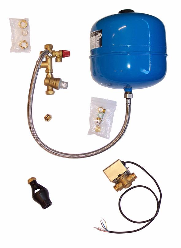 INSTALLATION 6.3 - Hydraulic connections for cylinders 6.3.2 - ¾" Unvented kit for EBS-1 cylinders When the system installed is "Unvented" it is necessary to fit the "unvented kit" on the cold water supply.