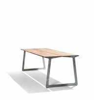 A slender frame in aluminium with nevertheless a very solid stability  For the table top in teak Tribù uses only the very best plantation wood from East-Java.