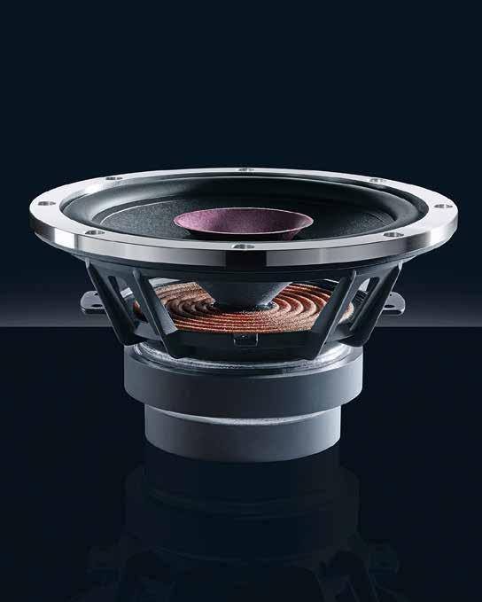 This ensures a fine and precise reproduction of the treble range Powerful dual-ferrite drive system and highly resilient, weight-optimized 25 mm CCAW voice coil Extremely low-loss, lightweight rubber
