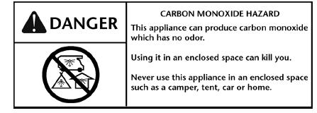 An LP-cylinder not connected for use shall not be stored in the vicinity of this or any other appliance.