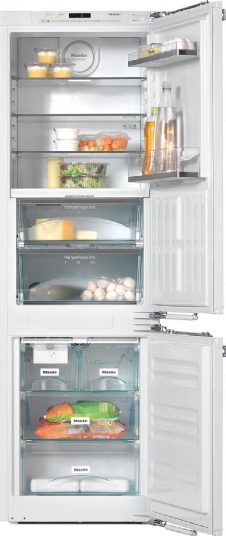 SPECIFICATIONS Features: NEW: Miele PerfectCool Series FlexiLight - Shelf mounted LED lighting Right hinged, convertible Soft Close Door DynaCool Dishwasher Safe door shelves Easy Sensor Controls