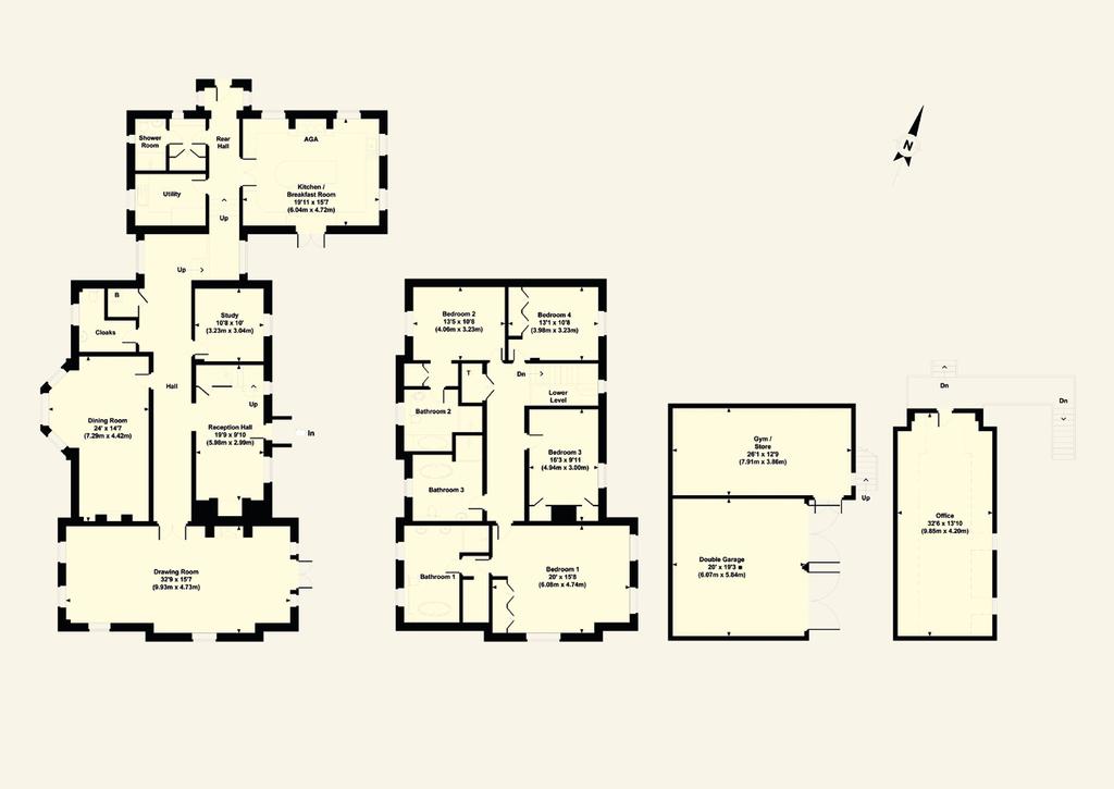 Approx. Gross Internal Floor Area Main House = 3550 Sq Ft / 329.78 Sq M Outbuilding = 968 Sq Ft / 89.97 Sq M TOTAL = 4518 Sq Ft / 419.