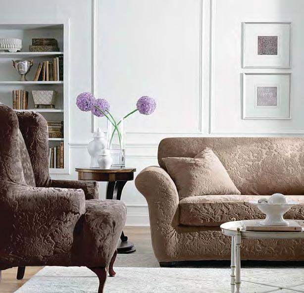 Classic Home Elegance and sophistication defi ne this timeless collection of slipcovers Shown in espresso Shown in mushroom new product! Stretch Jacquard Damask A new concept in stretch slipcovers!