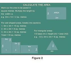 Laying Pavers - Step Four Calculate Your Requirements Area Calculate the area to be paved in square metres The quantity of pavers needed will depend on the area to be paved, see figure 2 for tips