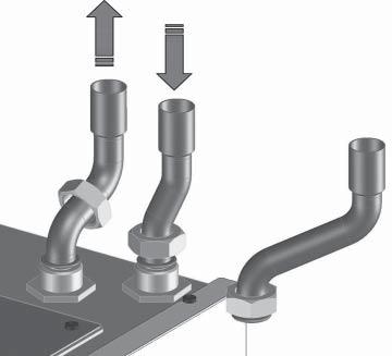 Connect the central heating system pipes to the central heating fl ow