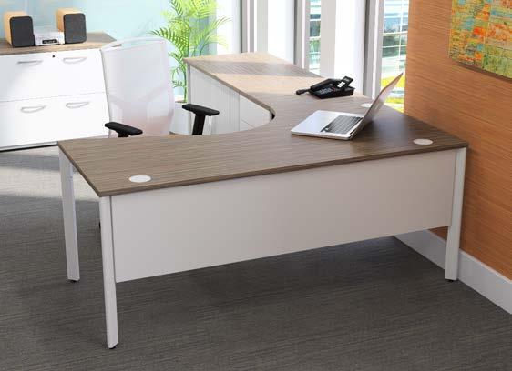 Desk shapes include rectangular and compact corner desks in a range of sizes, with