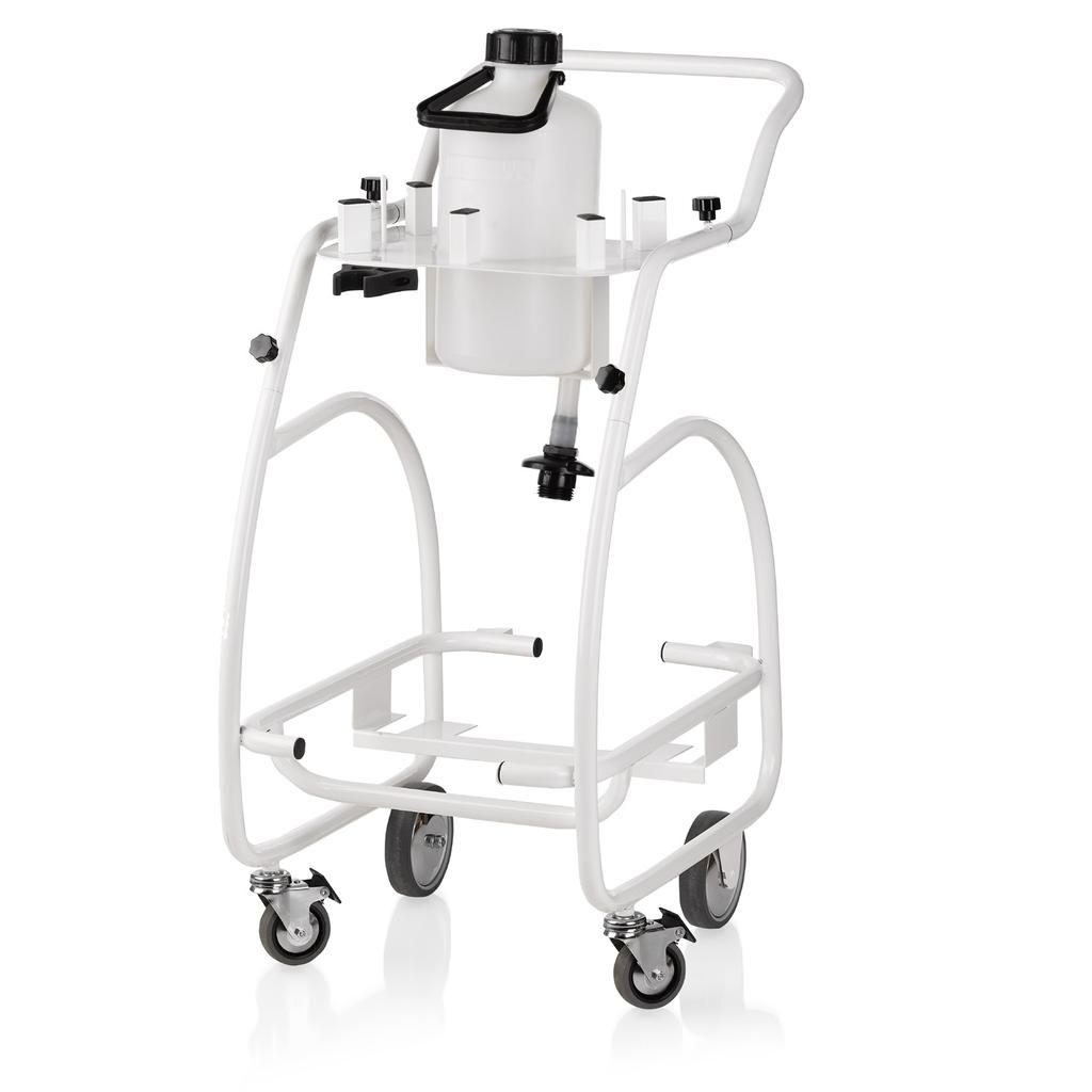 ENVIROMATE PRO TROLLEY COMMERCIAL TROLLEY SYSTEM WITH WATER FEED HAVE CART, WILL TRAVEL The EP1000 trolley provides a convenient movable storage system for the EP1000 professional steam cleaner and