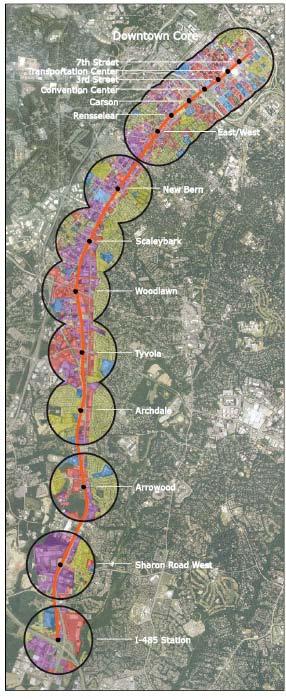 Guide Growth and Development Case Study: Charlotte, NC New light rail line introduced in 2007 Connects the city center to suburban Pineville Links urban and suburban