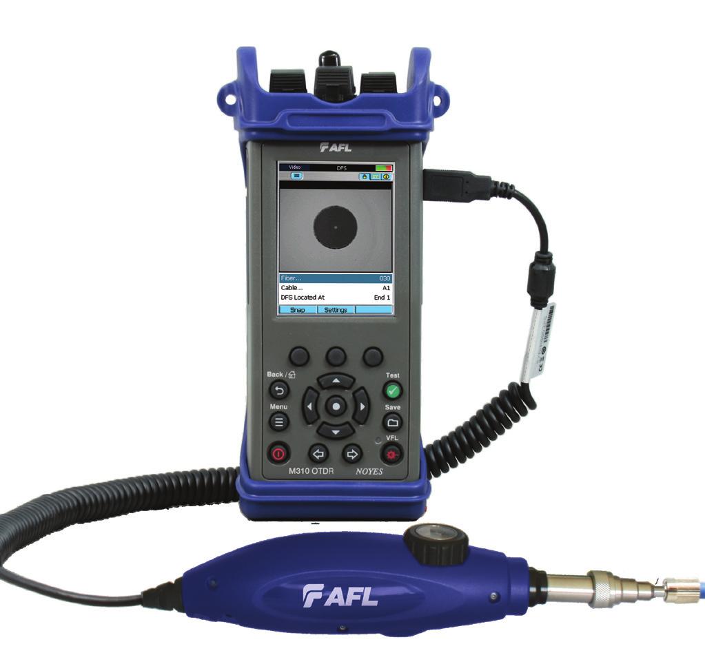 optical power or fiber loss Visual Fault Locator Red laser for fiber bend and break location M310 OTDR with DFS1 Digital FiberScope Languages supported English French German Italian Polish Portuguese