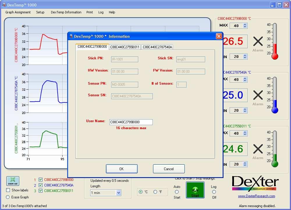5 Software updates The DexTemp TM 1000 temperature monitor s PC software will automatically check for update every 30 days using the internet.