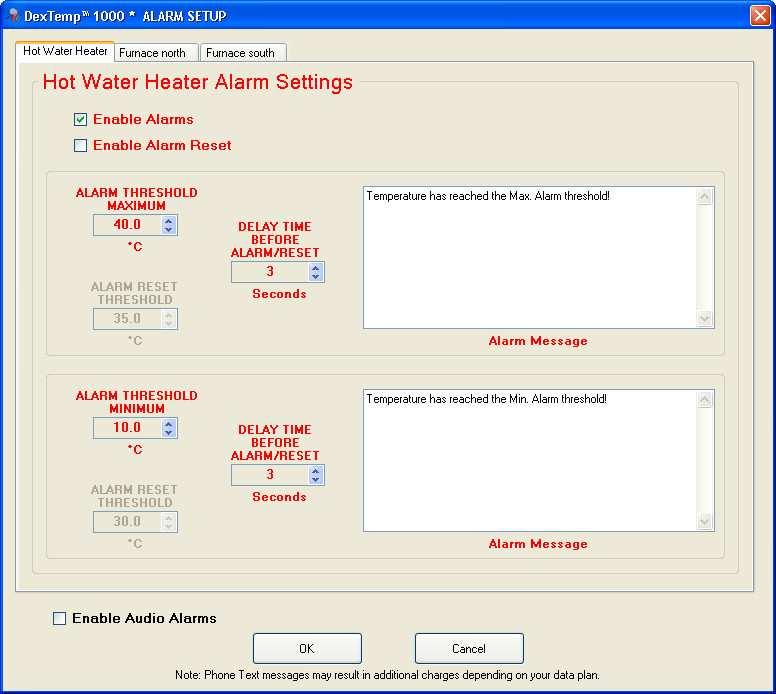 Note: The User Name is limited to 16 characters. Figure 22. 7. Setup: Alarm and Email/Text Server The Setup tab is used to access the Alarm and Email/Text Server options.