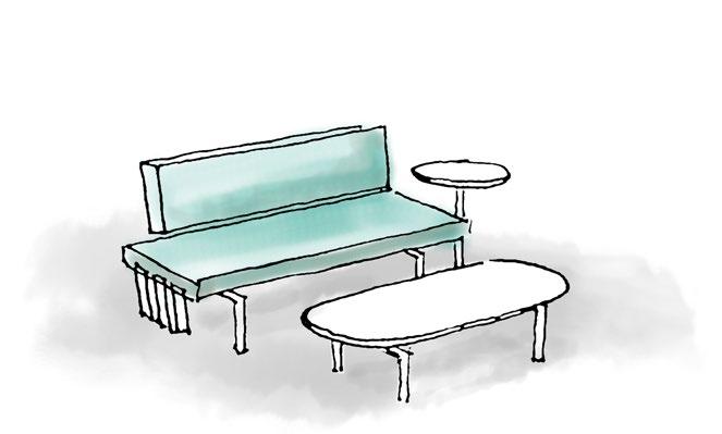 Unusual table shapes create settings for thinking outside the box.