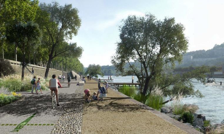 OPPORTUNITIES Bicycle lane at the level of Le Bretillod de la Lône, a valuable natural space running along the river.