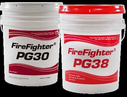 FireFighter PG38 FireFighter PG38 is a non-toxic, propylene glycolbased antifreeze for use in all types of wet fire sprinkler systems, with the exception of CPVC and galvanized.