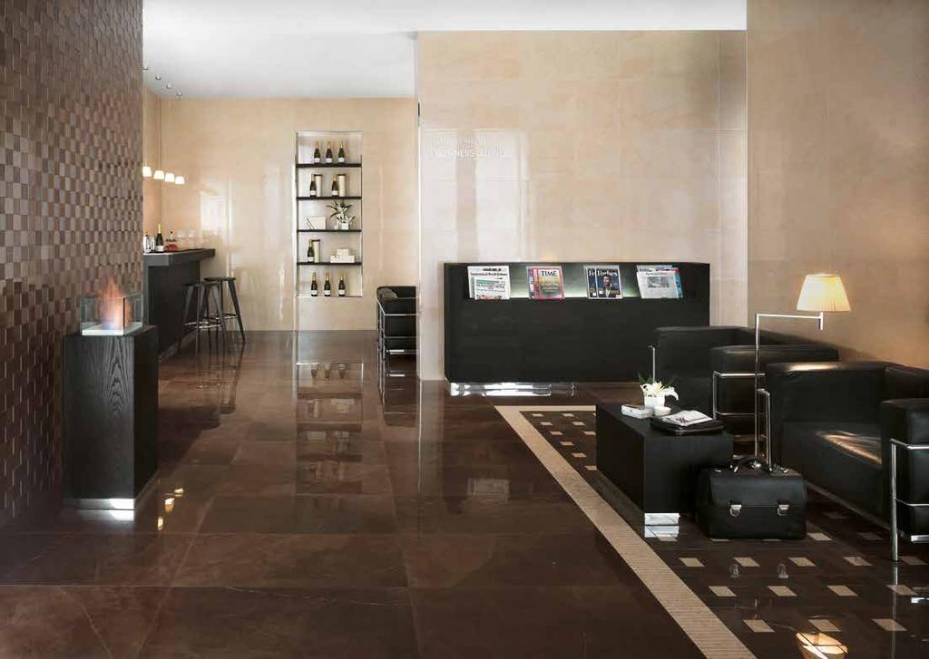 Marvel COLOURED BODY PORCELAIN TILES FloorDesign Natural colours and veining, deep shades and transparent cloud effects:
