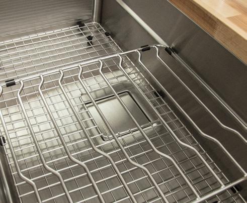 Stainless Steel Bottom Grid Protects your sink against scratches.
