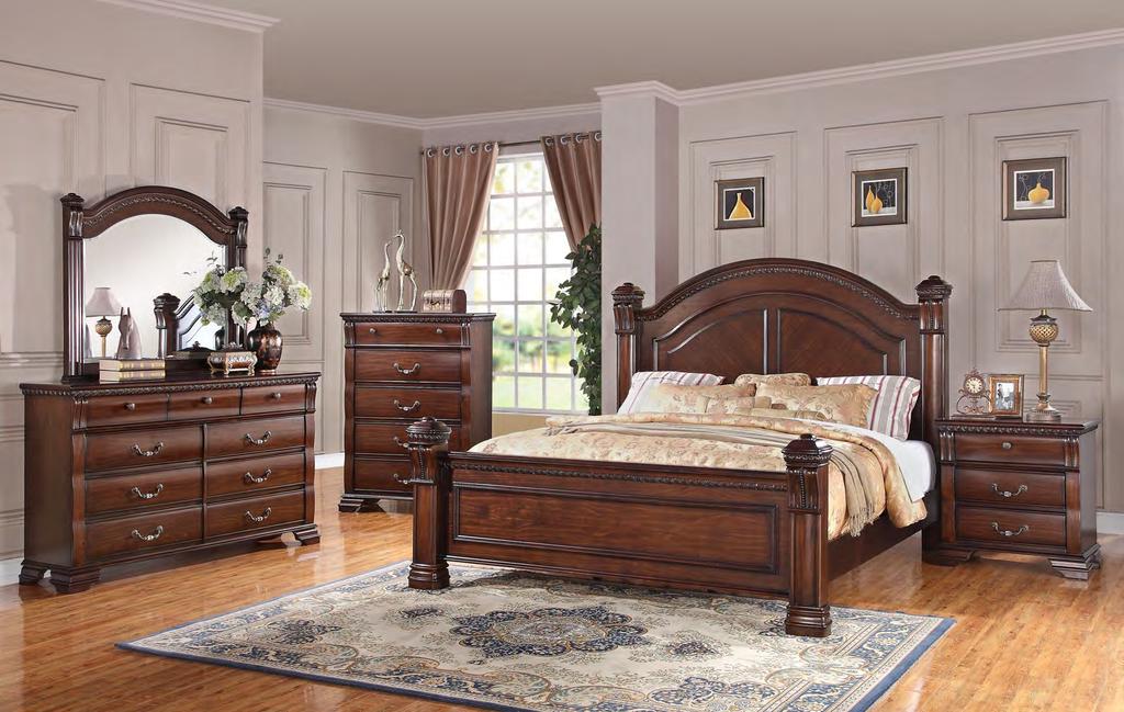 527 Casablanca Collection The 527 Casablanca Bedroom Collection features heavily carved posts and intricate hand carved details, crystal enhanced hardware and detailed inlays, create a stately