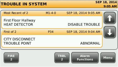 2015 12:24 PM System Info Panel Setup Alarm Log Trouble Log BUTTON A