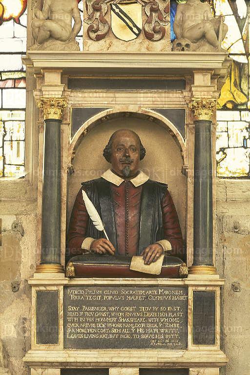 (A bust of Shakespeare was made in 1623 by Gerard Jansen and can be seen in Trinity Church; it is said to be a good likeness of him