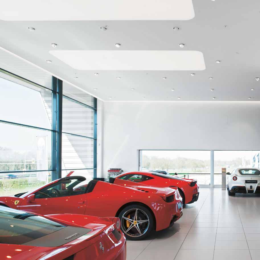 Porsche, Colchester, United Kingdom The refurbished and extended Porsche showroom in Colchester up-graded to an LED lighting scheme, offering the same feel of well-designed exclusivity but with a