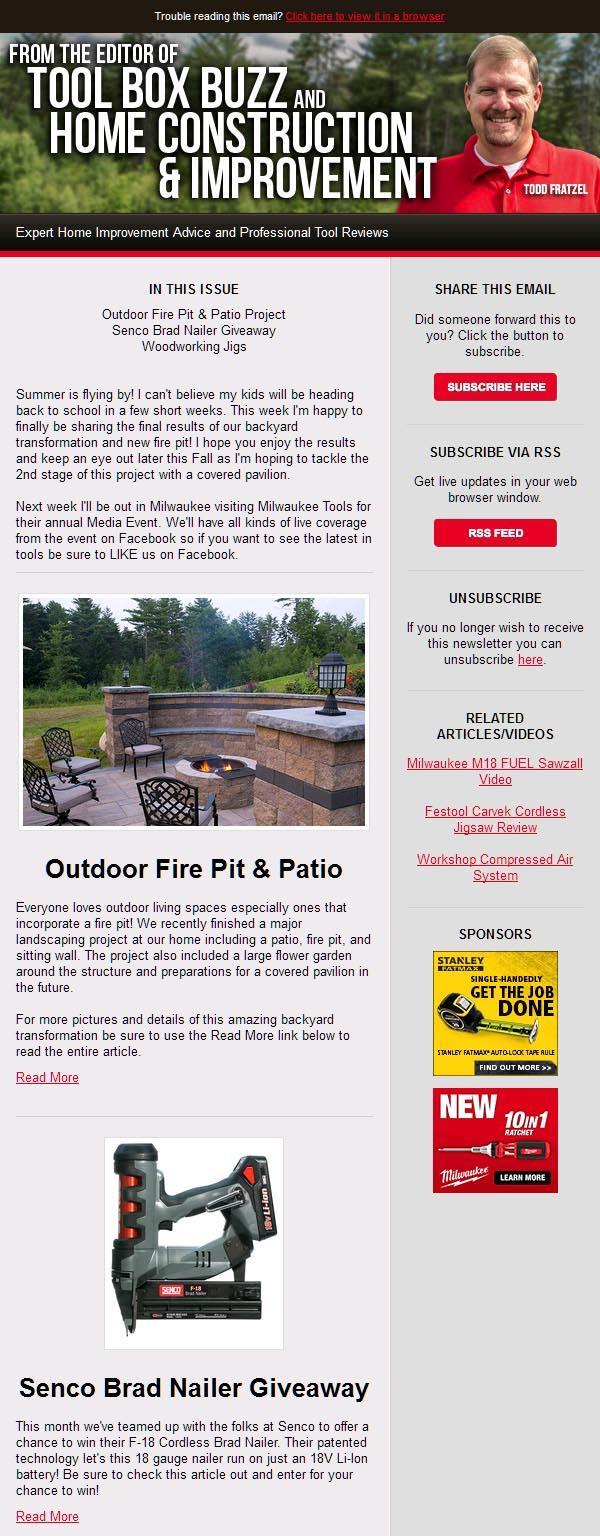 We also offer e-newsletter packages featured on 3 independent newsletters from: AConcordCarpenter Rob Robillard s regular newsletter.