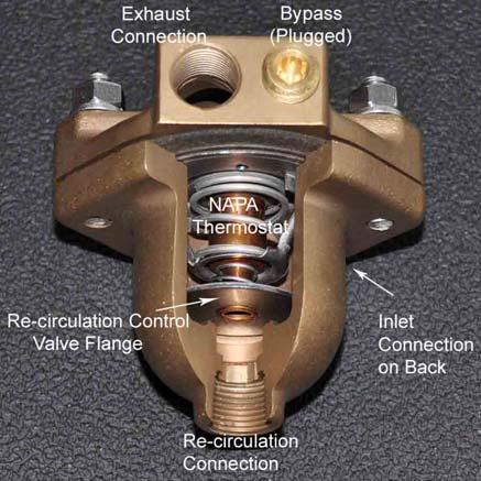 being trapped in the forward end of the manifold and thus potentially cause corrosion inside the manifold. 2. Remove the upper half of the Thermostat Housing and the Thermostat itself. 3.