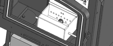 8. Center ash dump rod. Angle burn pot into firebox. Insert tabs on back side of burn pot into slots in center panel. Push burn pot down onto floor panel. Figure 8. 9.