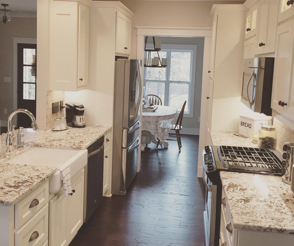 THE GALLEY KITCHEN Another way to think of the galley kitchen design is as a two-wall kitchen just like the onewall layout but with another wall of appliances and counter space directly across from