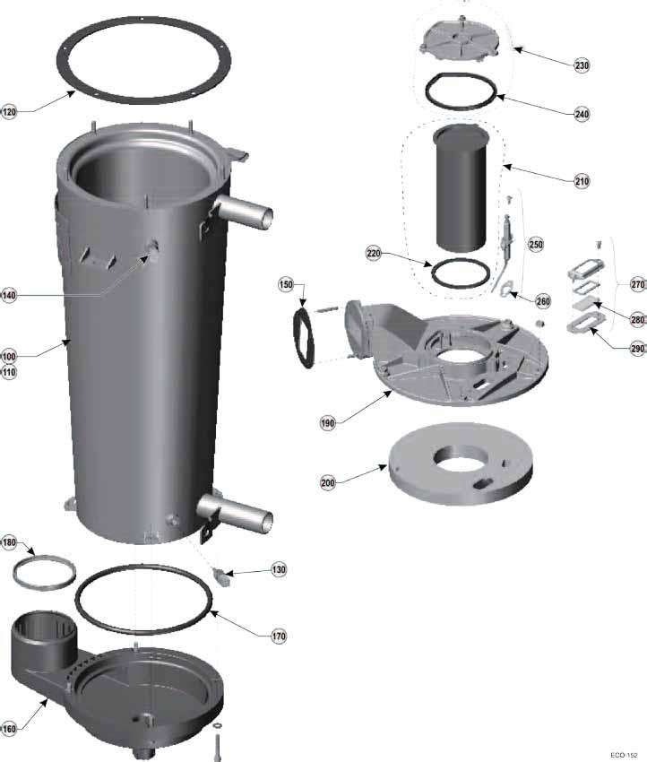 Heat exchanger assembly ECO 155 (see Figure 114, page