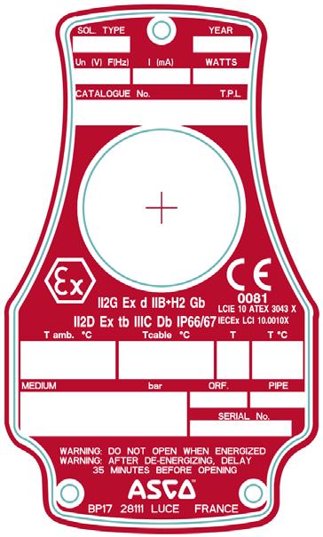Epsilon x marking for equipment for use in explosive atmospheres.